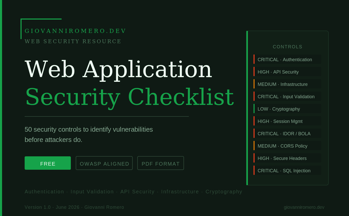 Web application security checklist resource preview